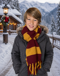 100% Alpaca Burgundy & Gold Scarf