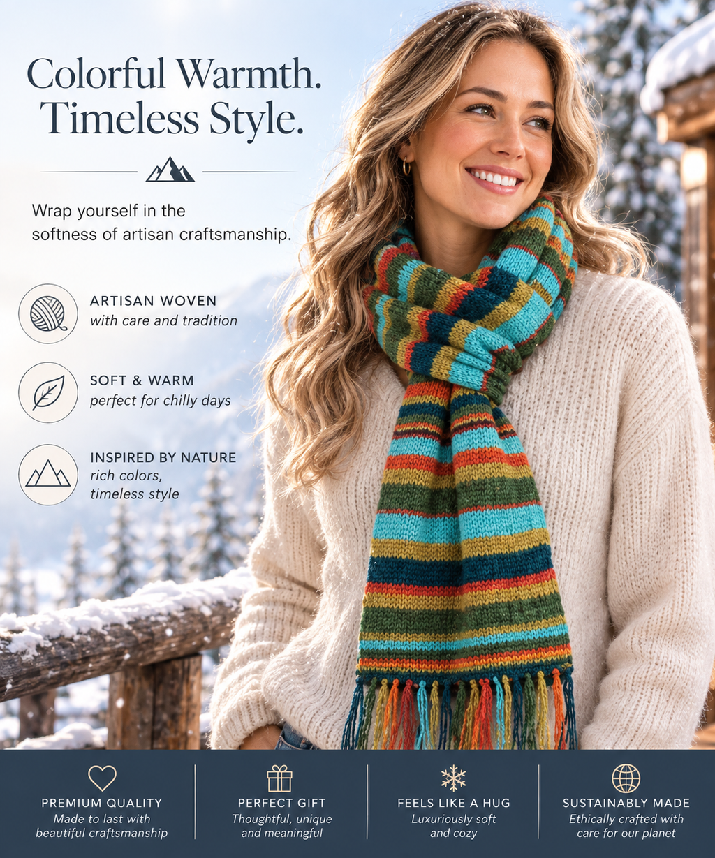 100% Alpaca Striped Scarf