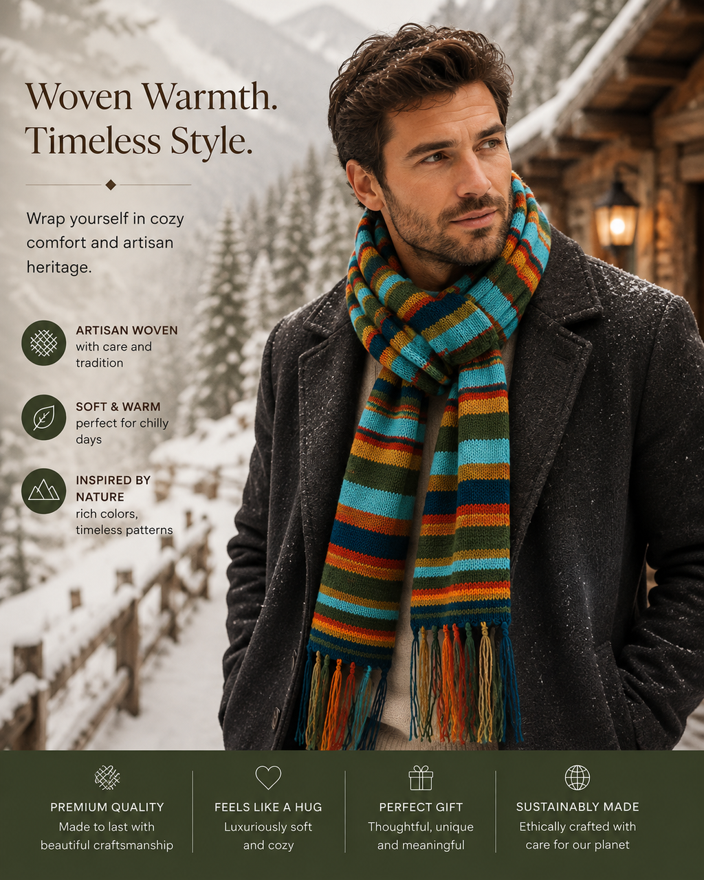 100% Alpaca Striped Scarf
