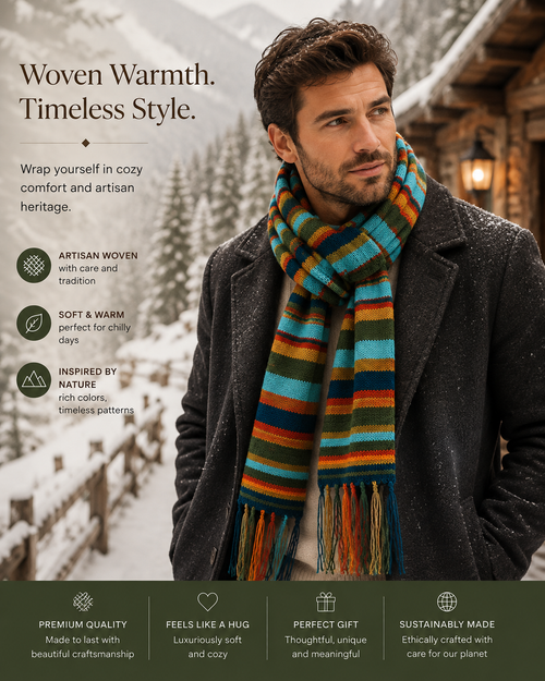 100% Alpaca Striped Scarf